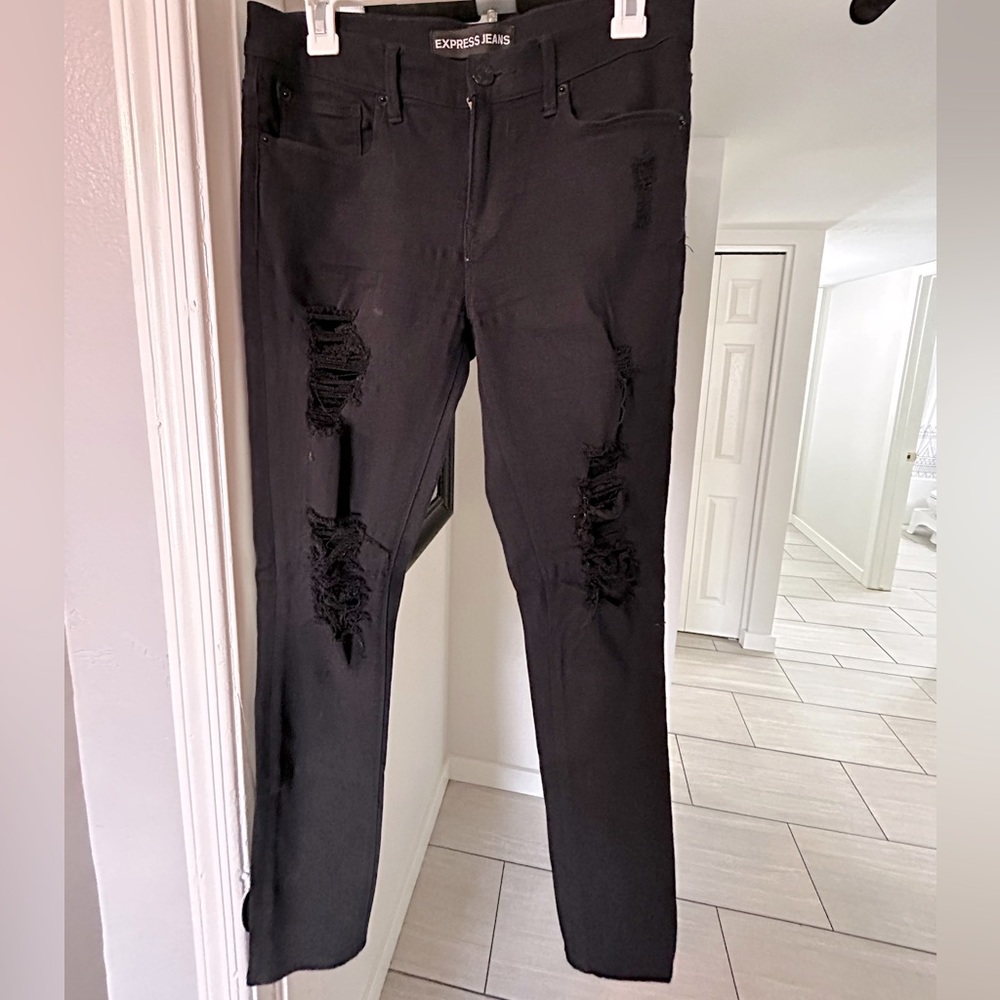Express black ripped skinny jeans